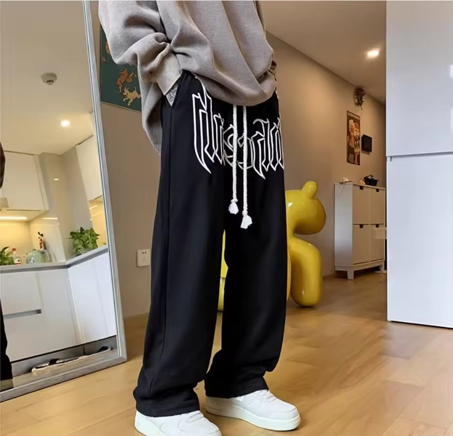 Europe and the United States street casual pants men's summer fashion brand loose straight handsome wide-leg pants